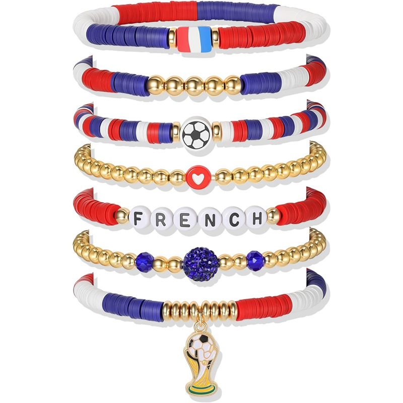 2026 World Cup Football Charm Bracelet for Man Woman Black Red Blue Beads LOVE Soccer Mens Bracelets Souvenir Jewelry Valentines Day Boyfriend Family Gift