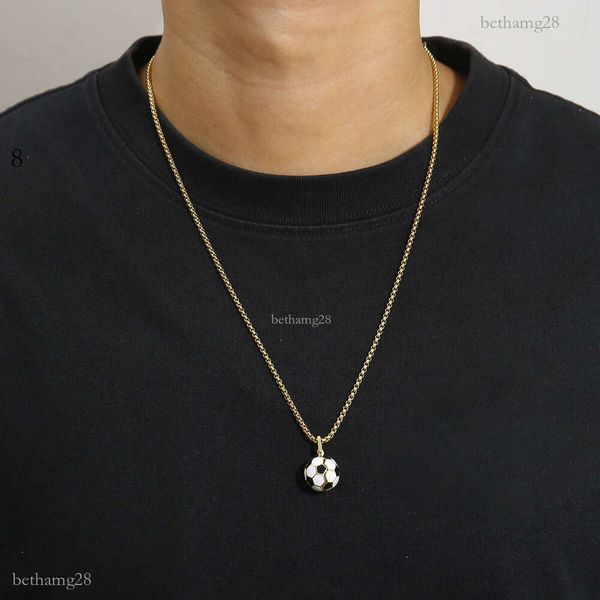 European and American World Cup football pendant necklace with inscriptions, niche jewelry, cross-border copper-plated real gold stainless steel chain accessory