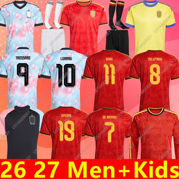 Belgium Jersey 2026 World Cup Soccer Jerseys DE BRUYNE R. LUKAKU E. HAZARD MERTENS BATSHUAYI TIELEMANS T.HAZARD DOKU Football Shirts 26 27 Uniforms Men Woman Kids Kit Top