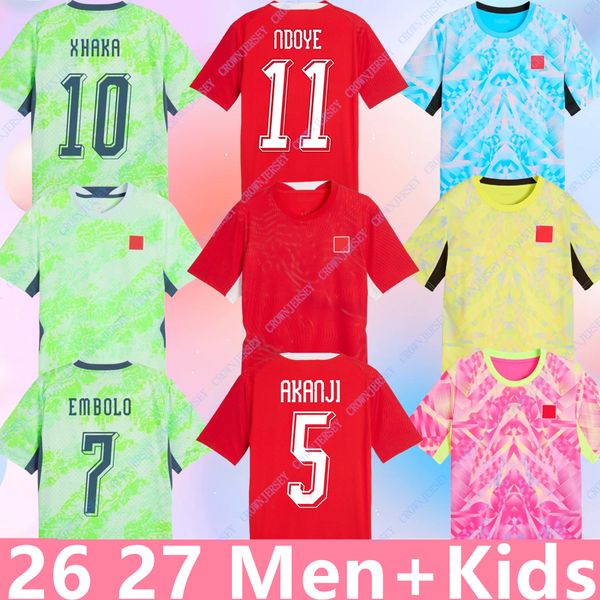 2026 World Cup Switzerland National Team Soccer Jerseys 2026 2027 ELVEDI AKANJI ZAKARIA SOW RIEDER EMBOLO SHAQIRI XHAKA home away 26 27 Football shirts mens kids kits