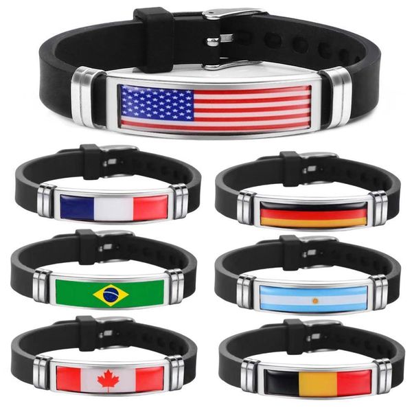 For 2026 World Cup National Flag Bracelet for Men Portugal Spain Belgium Germany Venezuela France Poland Brazil Canada USA Bangle