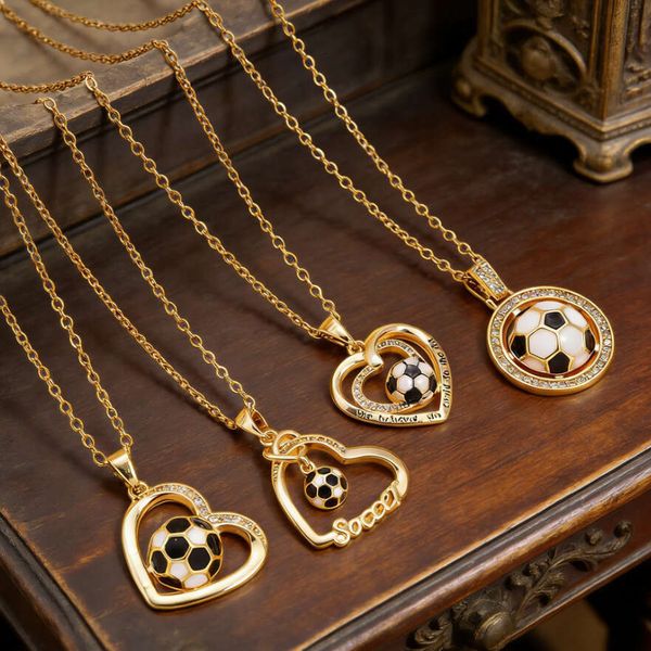 2026 World Cup New model of World Cup football necklace for the US, Canada, Mexico, light luxury, versatile, simple and elegant, heart-shaped stainless steel