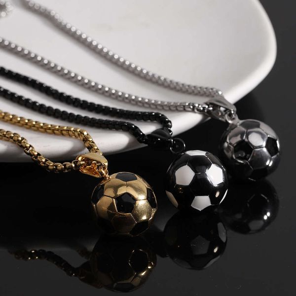 European And American Sports Style Personalized Stainless Steel Vintage 19Mm Football Necklace, Creative World Cup Versatile Wholesale For Women Liuyuemoshang