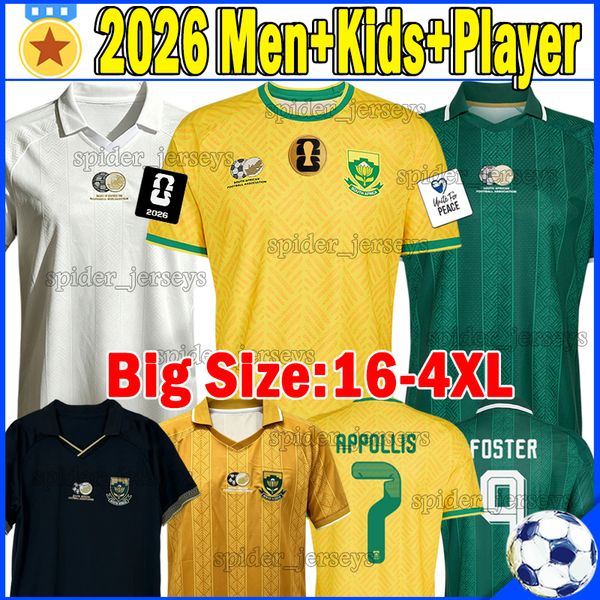 South Africa 4XL World Cup 2026 Soccer Jerseys national football team APPOLLIS MOKOENA FOSTER RAYNERS ADAMS MAKGOPA Men Uniforms 26 27 Football Shirts kids kits sets