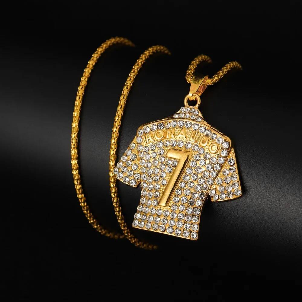 Bestseller Hip Hop Style Number 7 Jersey Zircon Pendant Alloy Necklace For Men,Ronaldo Commemorative Necklace,World Cup Football Fan Gifts Ddmytues