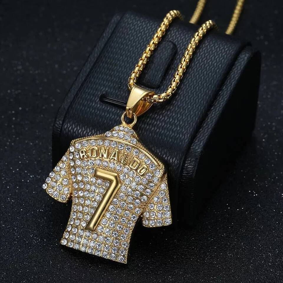 Bestseller Hip Hop Style Number 7 Jersey Zircon Pendant Alloy Necklace For Men,Ronaldo Commemorative Necklace,World Cup Football Fan Gifts Ddmysat